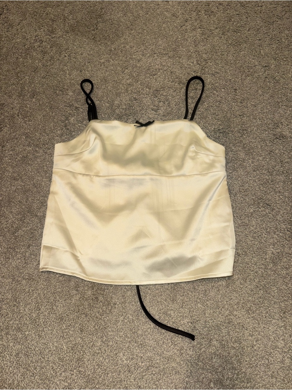 Forever 21 Cream Satin Cami with Black Straps